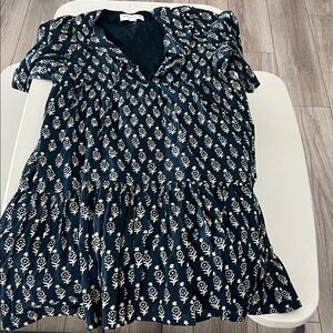 Emerson Fry Navy Tunic with White Botanical Print